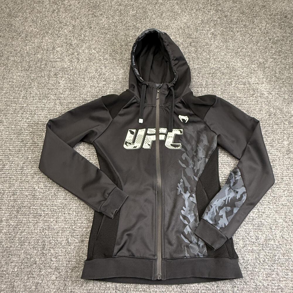 UFC Venum Jacket Womens Medium Black Camo Full Zip Hooded MMA Training